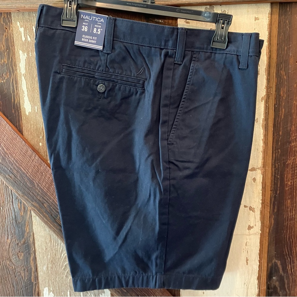 Nautica Navy Flat Front Shorts Classic Fit 36 W Deck Short 8.5” Inseam
